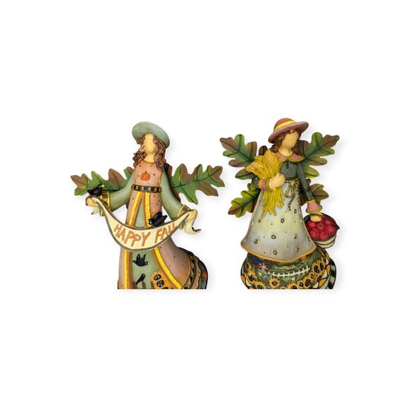 Joelson Industries Fall Angels Figurines Metal Leaf Wings Apples Sunflowers-2 - Picture 2 of 13